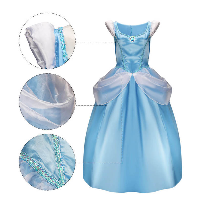 Cinderella Blue Princess Dress Cosplay Costume