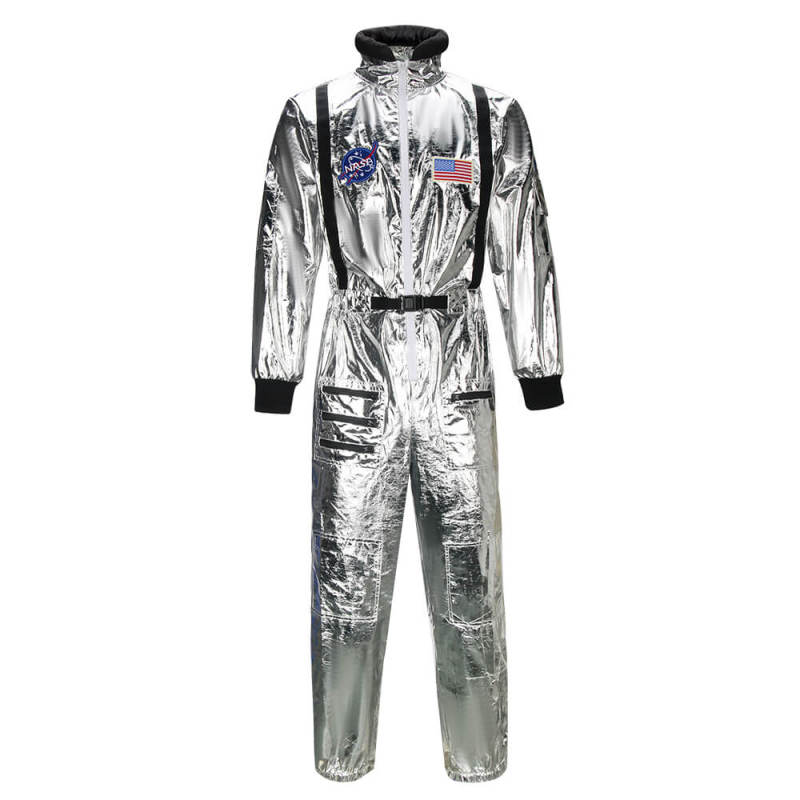 Men's Astronaut Costume NASA Silver Space Suit for Halloween