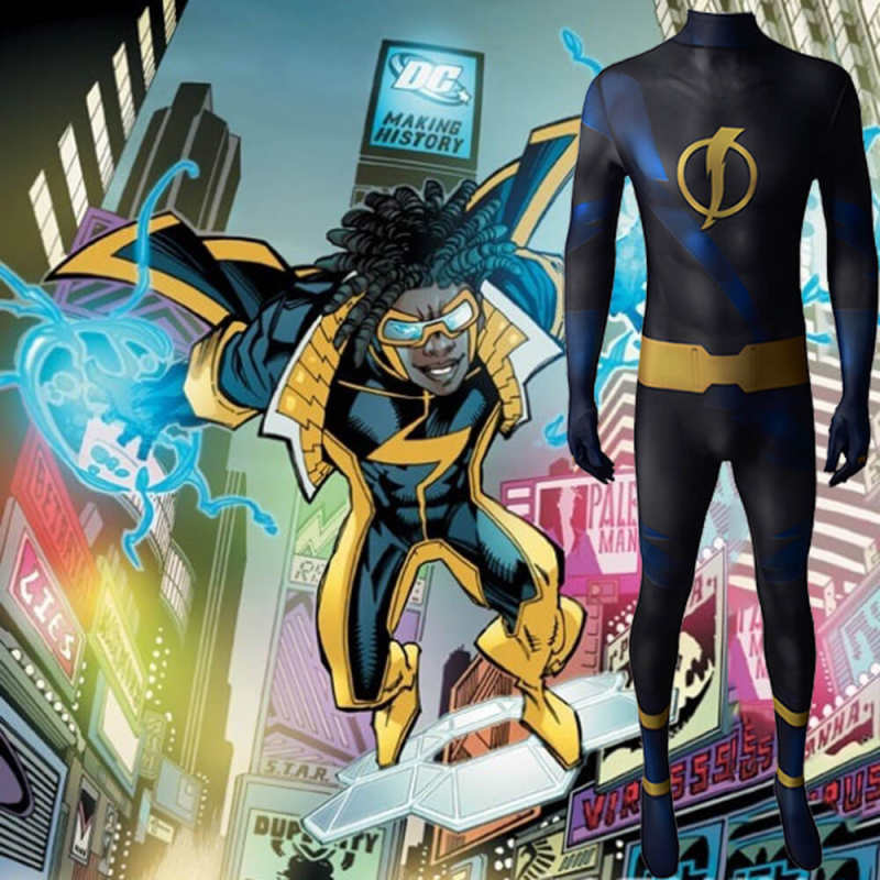Teen Titans Static Bodysuit Cosplay Costume for Adults Kids