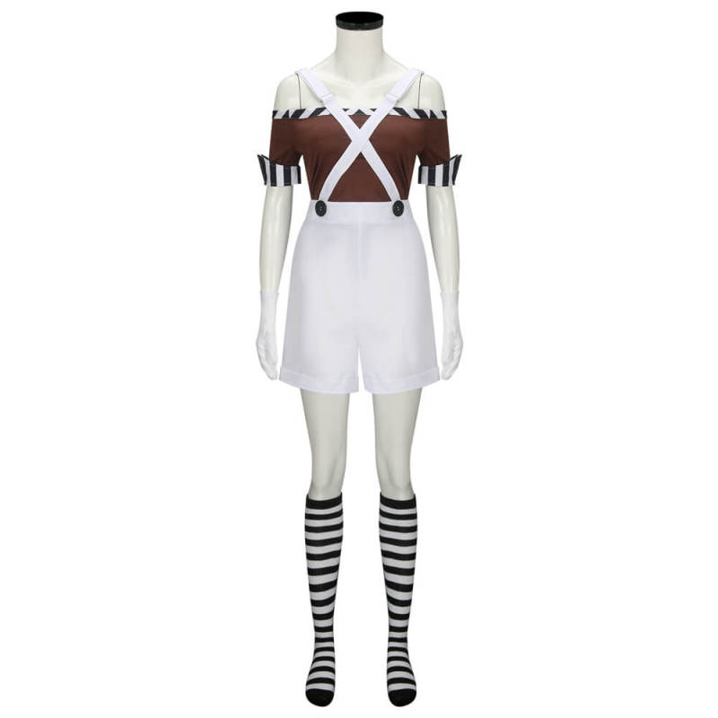 Women's Oompa Loompa Costume Willy Wonka Worker Cosplay