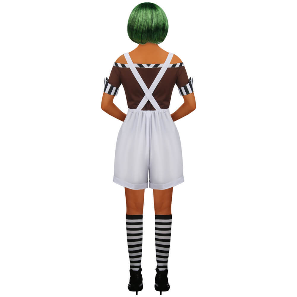 Women's Oompa Loompa Costume Willy Wonka Worker Cosplay