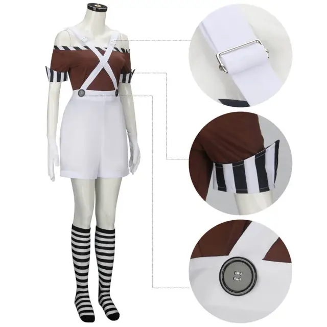 Women #39 s Oompa Loompa Costume Willy Wonka Worker Cosplay Hallowcos