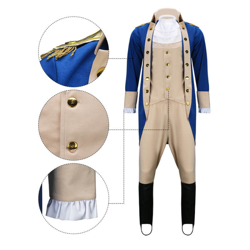 Men's George Washington Costume Uniform Halloween Outfits