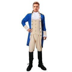 Men's George Washington Costume Uniform Halloween Outfits (Ready to Ship)