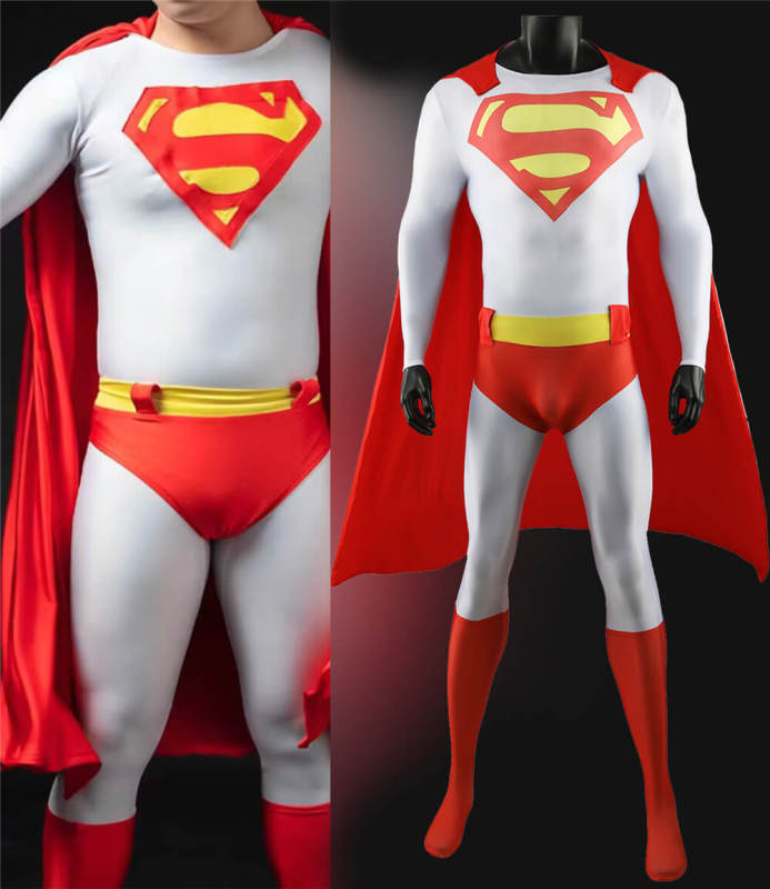 Superman White Cosplay Costume Adults Kids