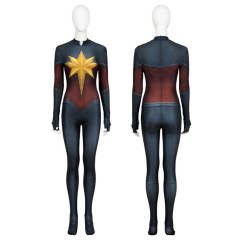 The Marvels Carol Danvers Cosplay Costume Captain Marvel Spandex Jumpsuit