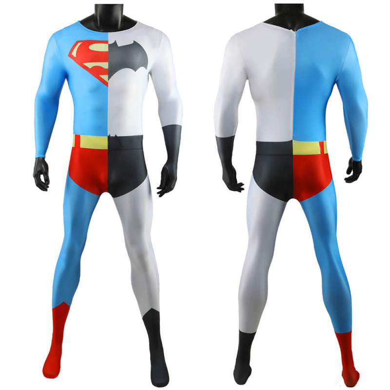 Superman and Batman Combined Costume Cosplay Adults Kids