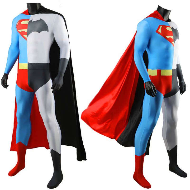 Superman and Batman Combined Costume Cosplay Adults Kids