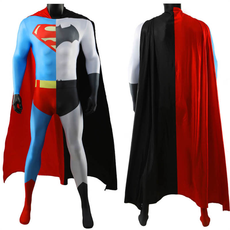 Superman and Batman Combined Costume Cosplay Adults Kids