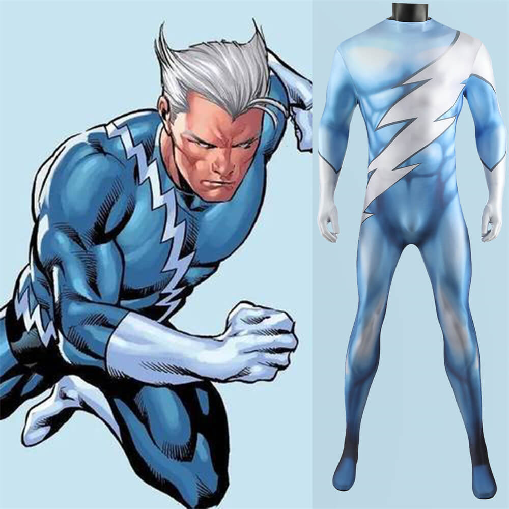Marvel QuickSilver Costume Superhero Cosplay Bodysuit