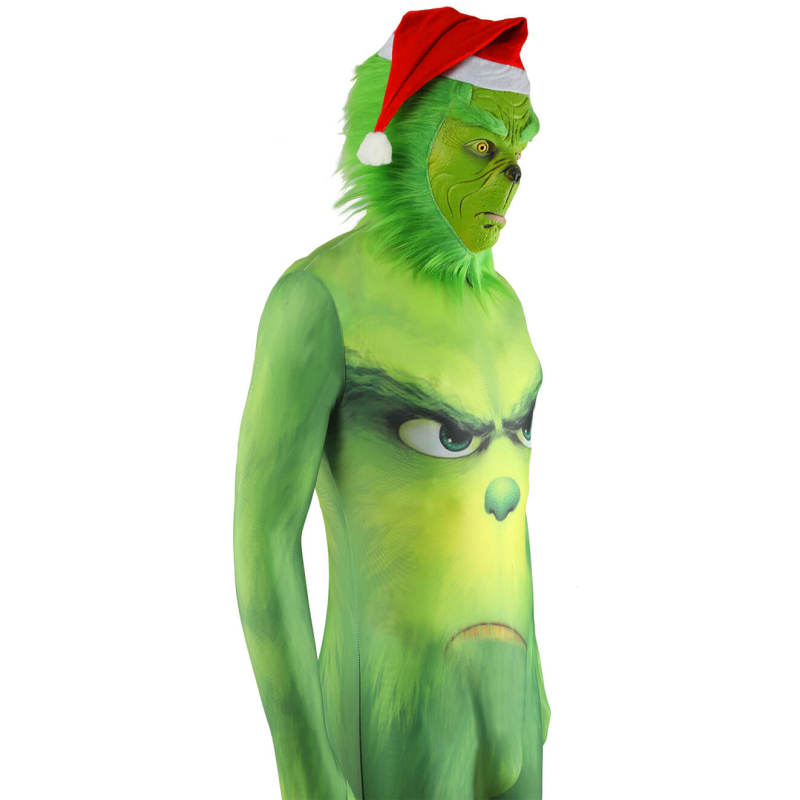 The Grinch Christmas Costume Spandex Jumpsuit Mask