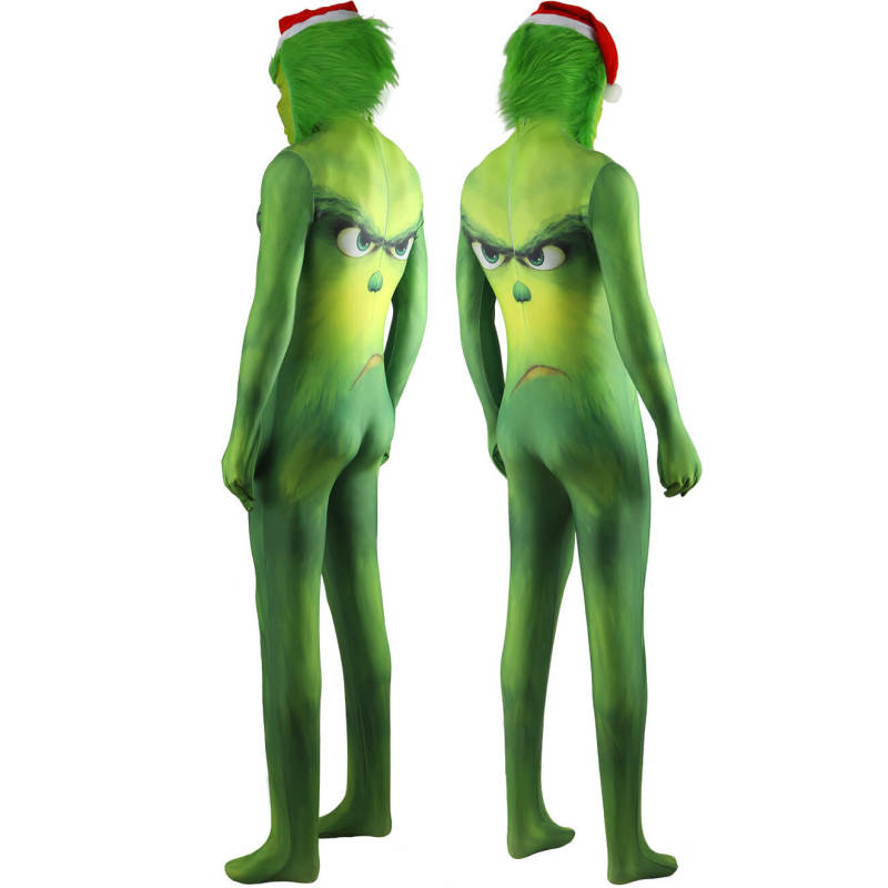 The Grinch Christmas Costume Spandex Jumpsuit Mask