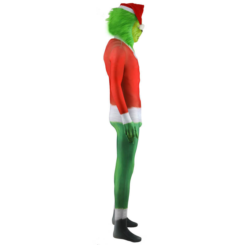 The Grinch Christmas Costume Spandex Jumpsuit Mask Style B