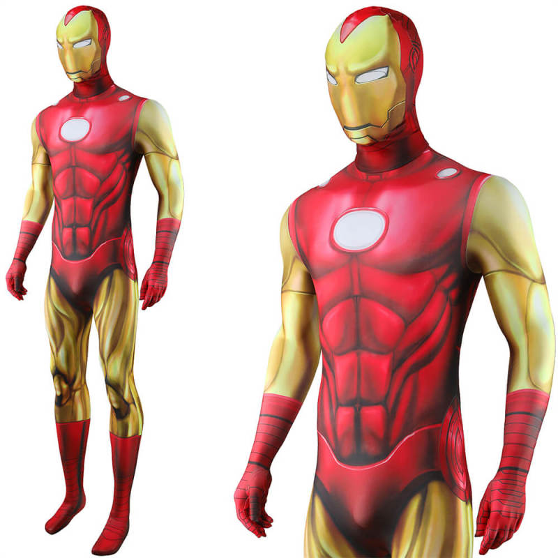 Marvel Iron Man Classic Suit Cosplay Costume Bodysuit Adults Kids