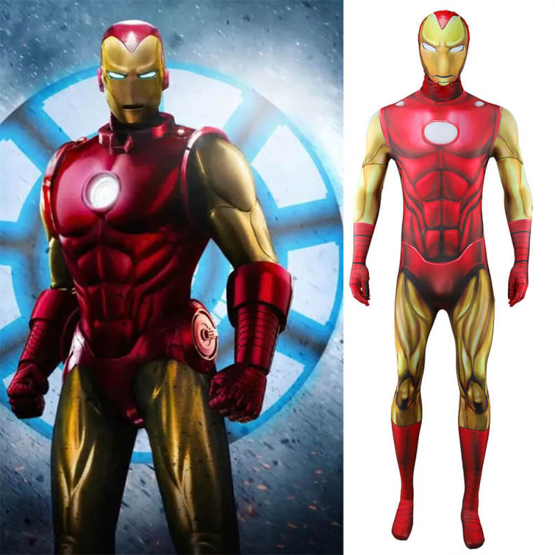 Marvel Iron Man Classic Suit Cosplay Costume Bodysuit Adults Kids