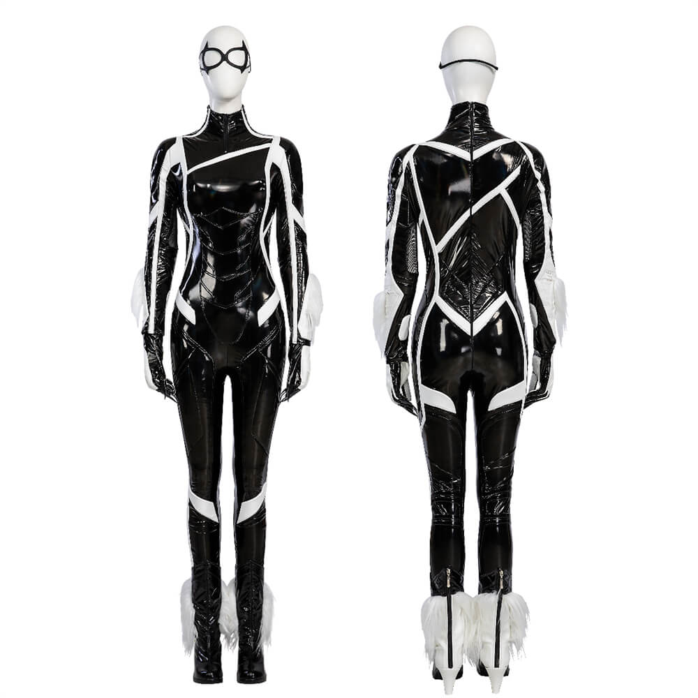 Spider-Man Black Cat Suit Cosplay Costume Felicia Hardy PU Leather