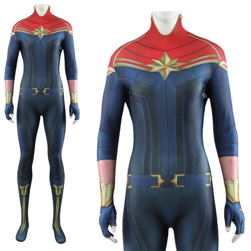 The Marvels Captain Marvel Costume Carol Danvers Cosplay Jumpsuit Hallowcos