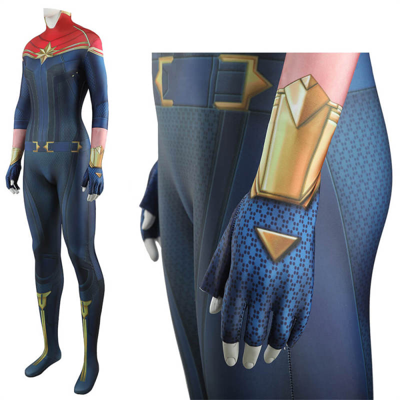 The Marvels Captain Marvel Costume Carol Danvers Cosplay Jumpsuit Hallowcos