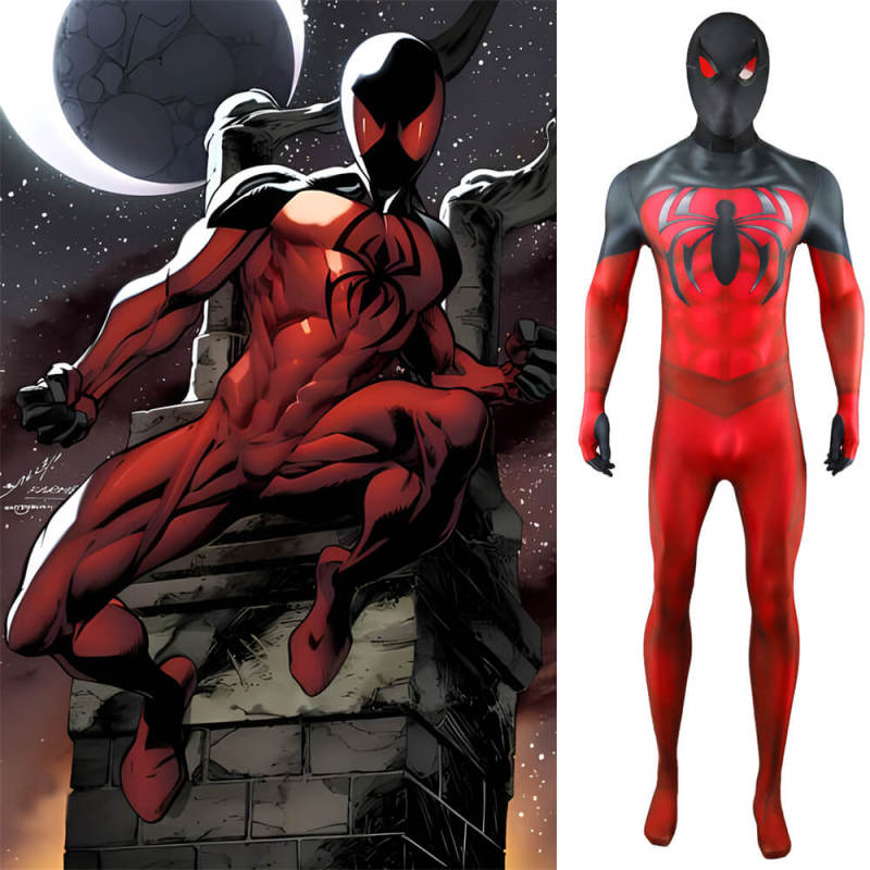 Scarlet Spider Suit Kaine Parker Cosplay Costume Adults Kids