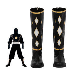 Black Ninja Ranger Cosplay Boots-Mighty Morphin Power Rangers