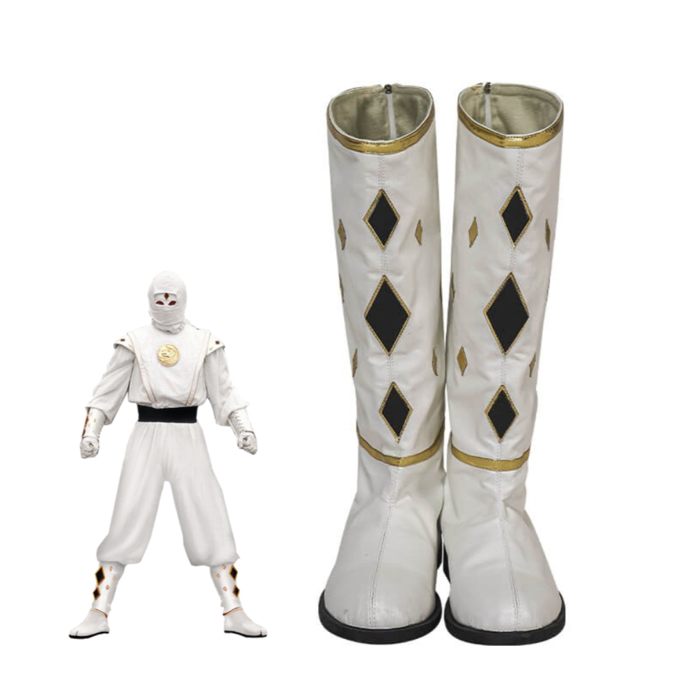 White Ninja Ranger Tommy Oliver Cosplay Boots-Mighty Morphin Power Rangers