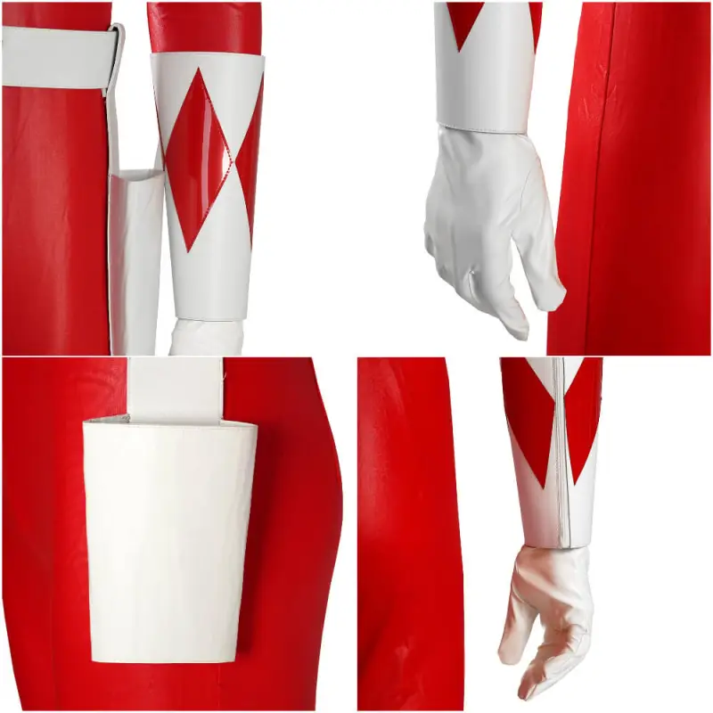 Halowcos Red Ranger Cosplay Costume Jason Lee Scott-Mighty Morphin Power Rangers