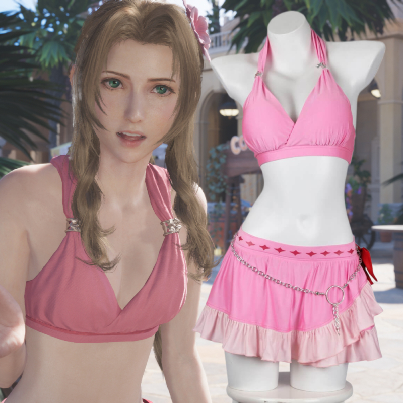 Final Fantasy VII Rebirth Aerith Gainsborough Swimsuit Cosplay Costume Hallowcos