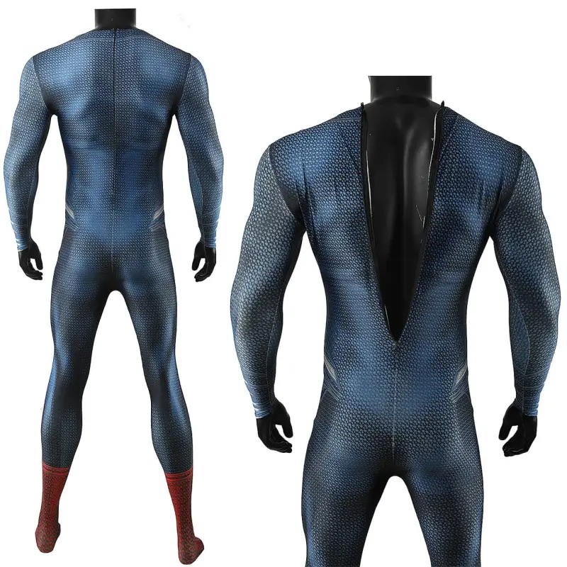 Justice League Superman Blue Suit Cosplay Costume for Men Kids Hallowcos