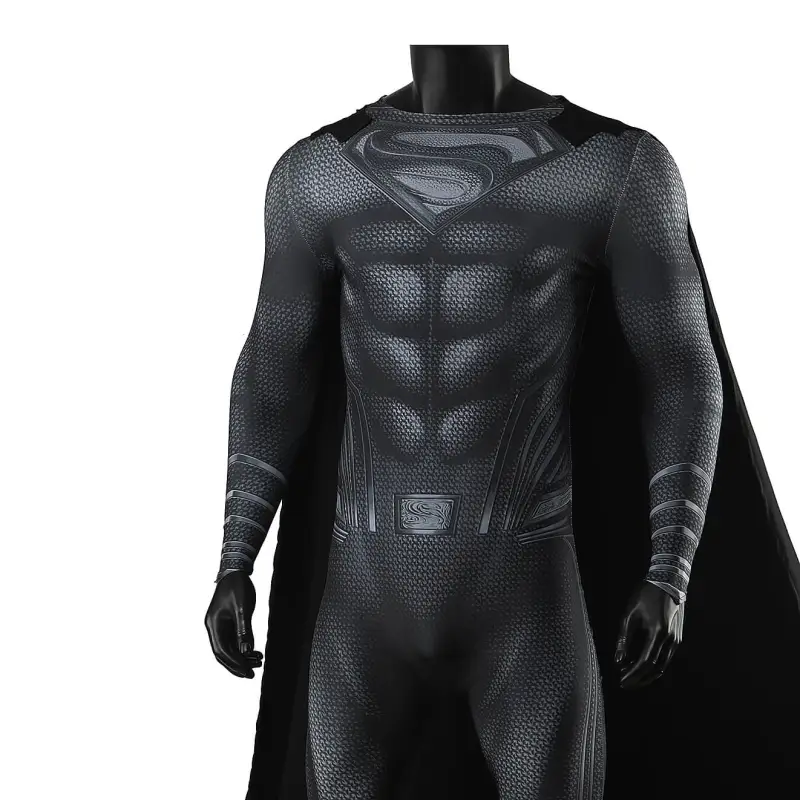 Justice League Superman Black Suit Cosplay Costume for Men Kids Hallowcos