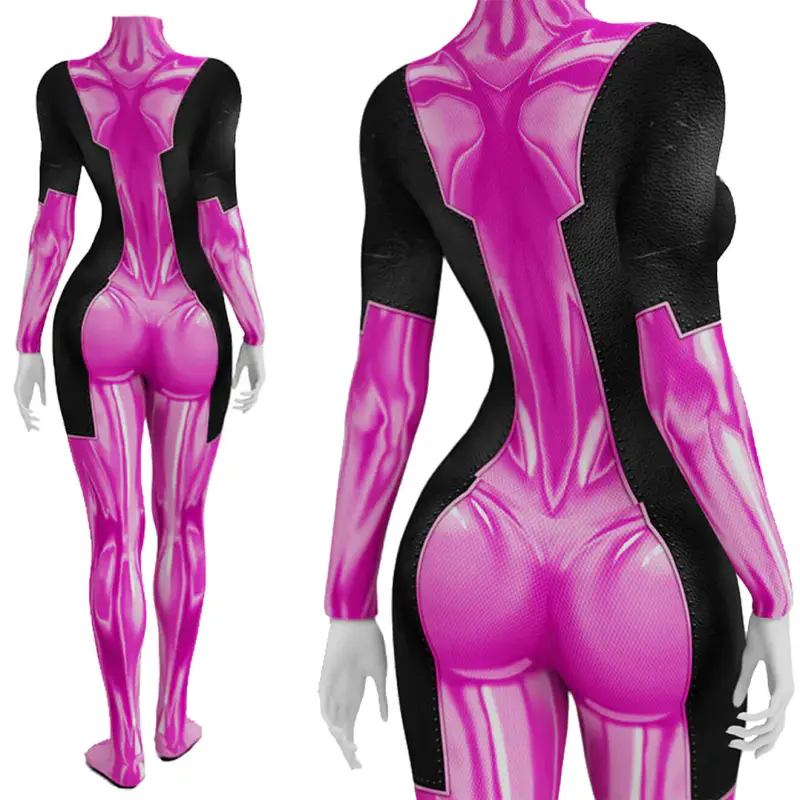 Lady Deadpool Pink Jumpsuit Cosplay Costume Hallowcos