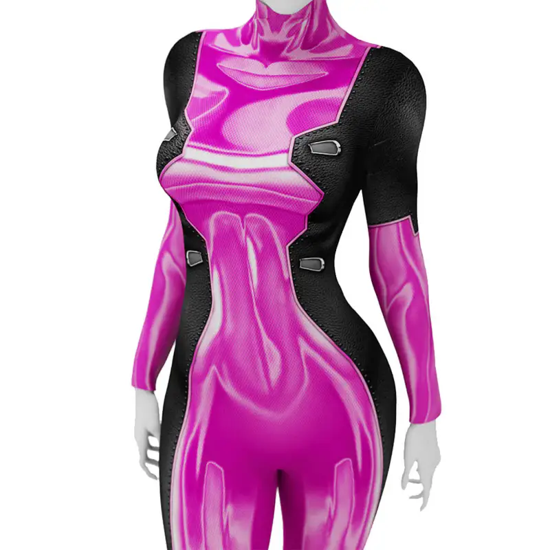 Lady Deadpool Pink Jumpsuit Cosplay Costume Hallowcos