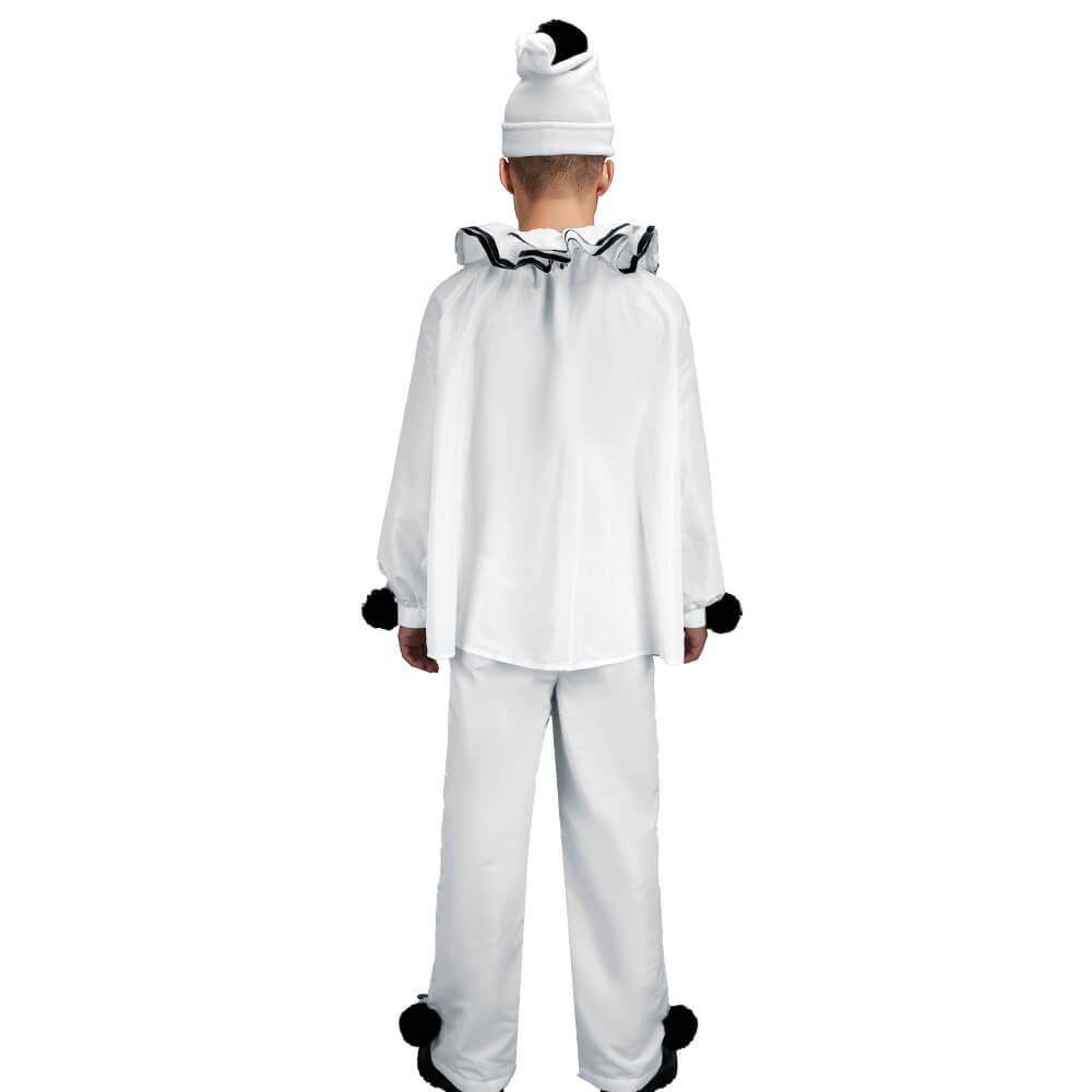 Pierrot Clown Cosplay Costume Halloween Mime Stage Outfits