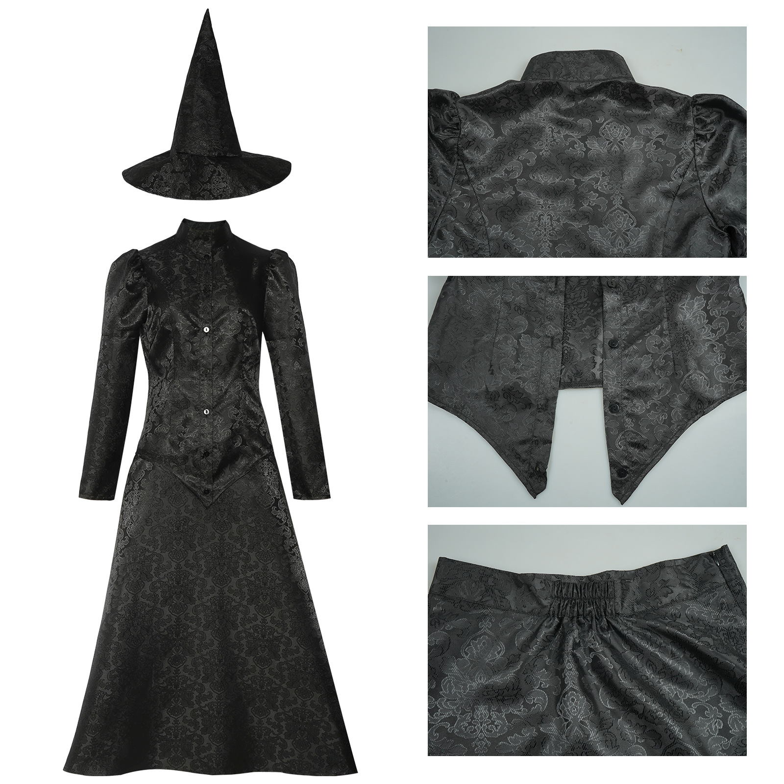 Wicked 2024 Elphaba Cosplay Costume Black Witch Suit Hallowcos