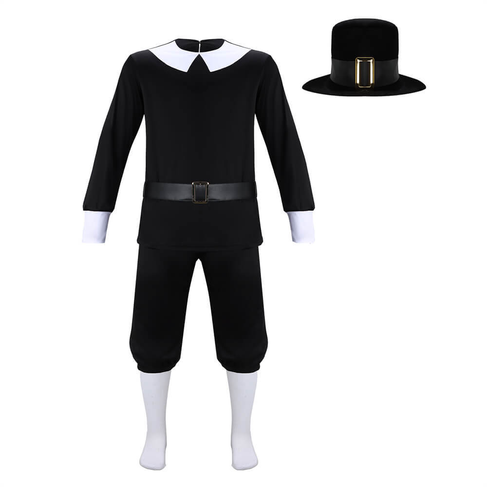 Boys Pilgrim Costume for Thanksgiving Day Halloween Party Cosplay