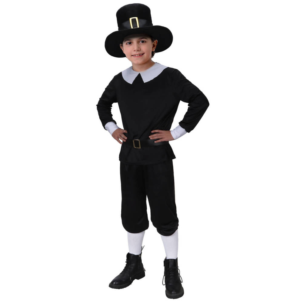 Boys Pilgrim Costume for Thanksgiving Day Halloween Party Cosplay
