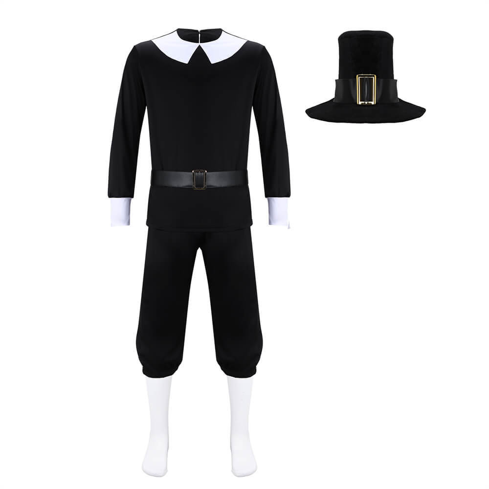 Men's Pilgrim Costume for Thanksgiving Day Halloween Party Cosplay