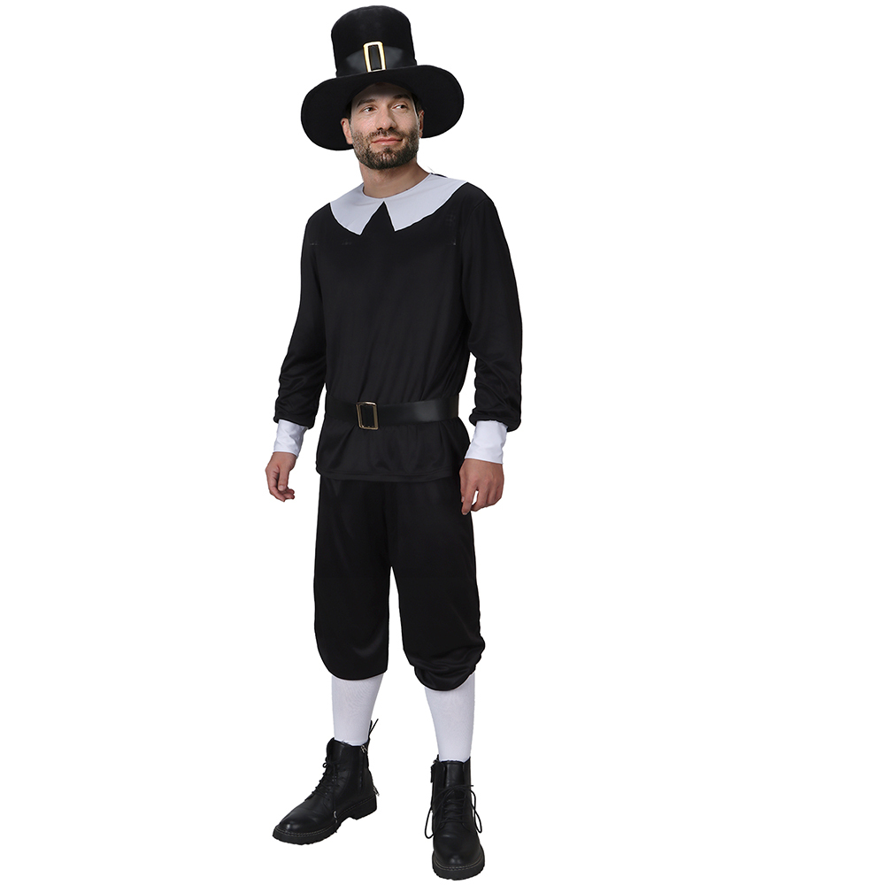 Men's Pilgrim Costume for Thanksgiving Day Halloween Party Cosplay