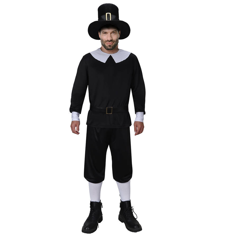 Men's Pilgrim Costume for Thanksgiving Day Halloween Party Cosplay