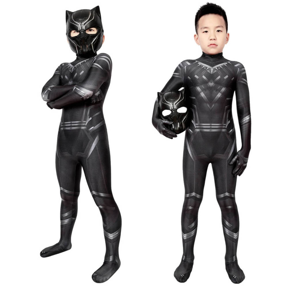 Kids Captain America Civil War Black Panther Cosplay Costume Mask T'Challa