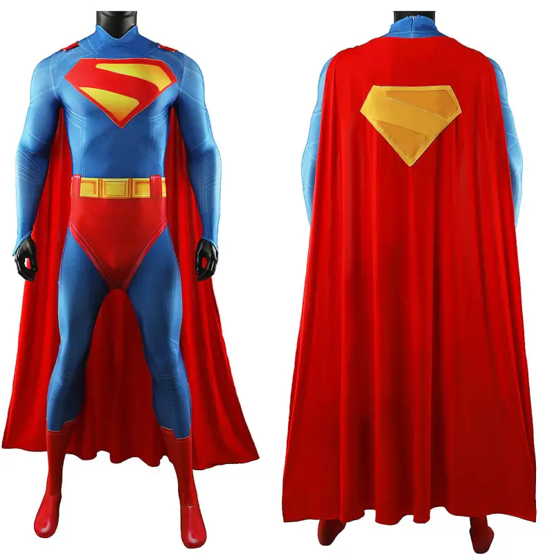 2025 Clark Kent Legacy Cosplay Costume Jumpsuit Cloak for Men Kids