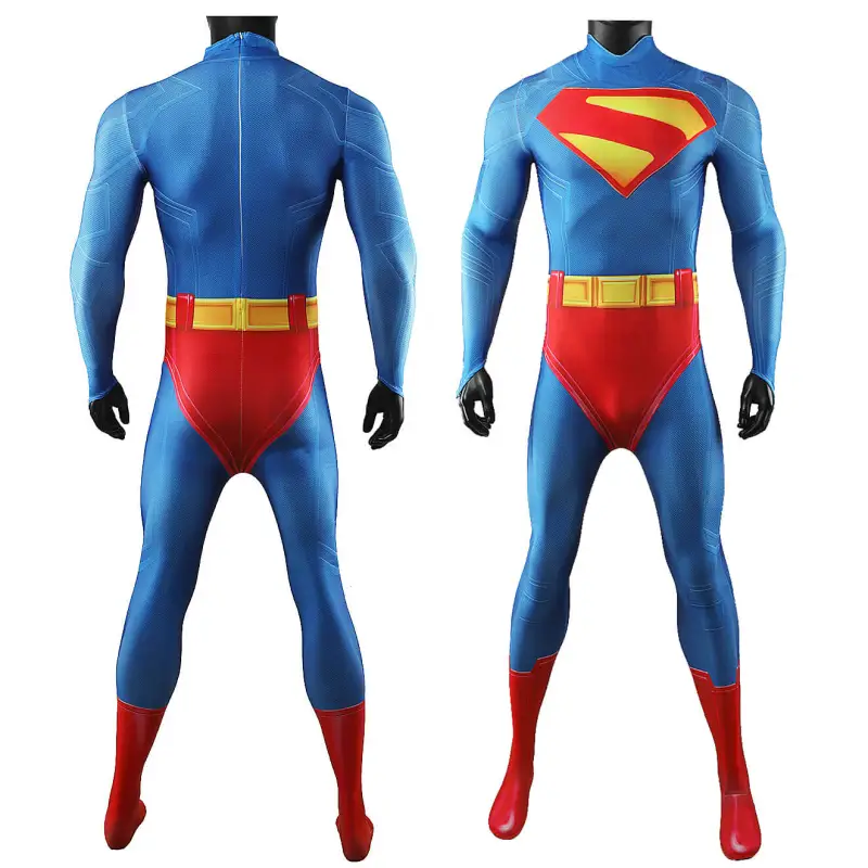 2025 Clark Kent Legacy Cosplay Costume Jumpsuit Cloak for Men Kids