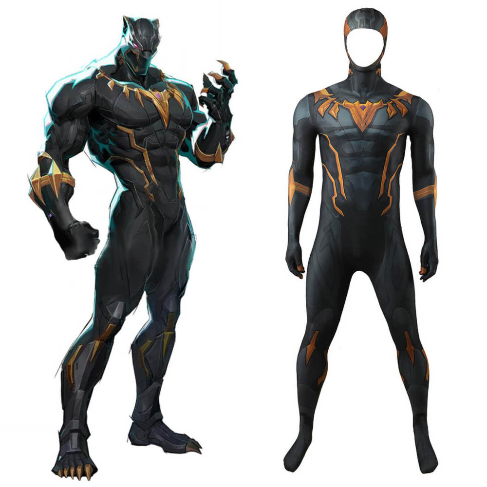 Rivals Black Panther Cosplay Costume Printed Style