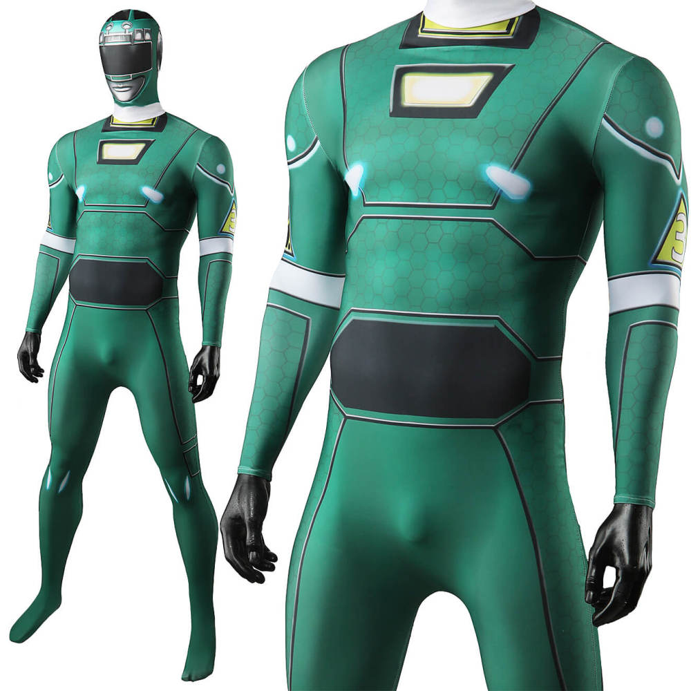 Power Rangers Turbo Green Turbo Ranger Cosplay Costume Bodysuit