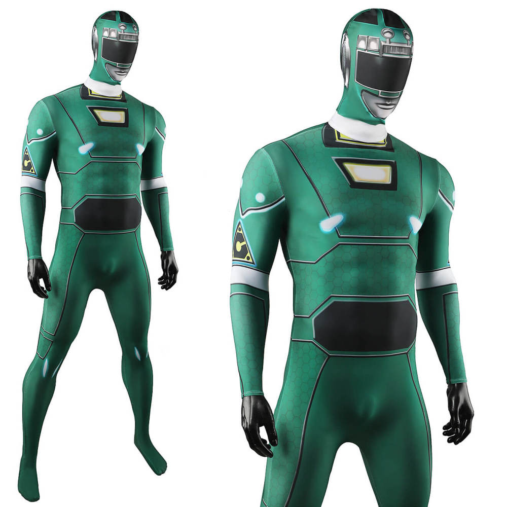 Power Rangers Turbo Green Turbo Ranger Cosplay Costume Bodysuit