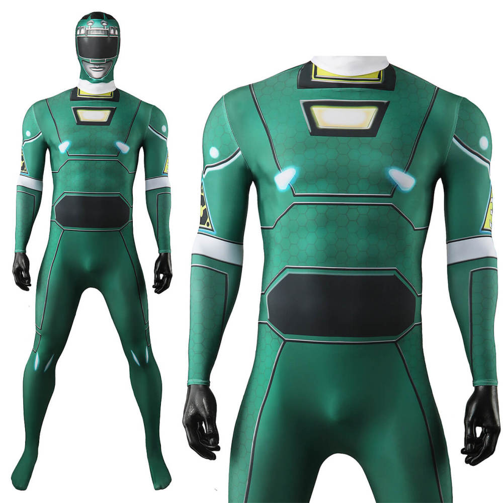 Power Rangers Turbo Green Turbo Ranger Cosplay Costume Bodysuit
