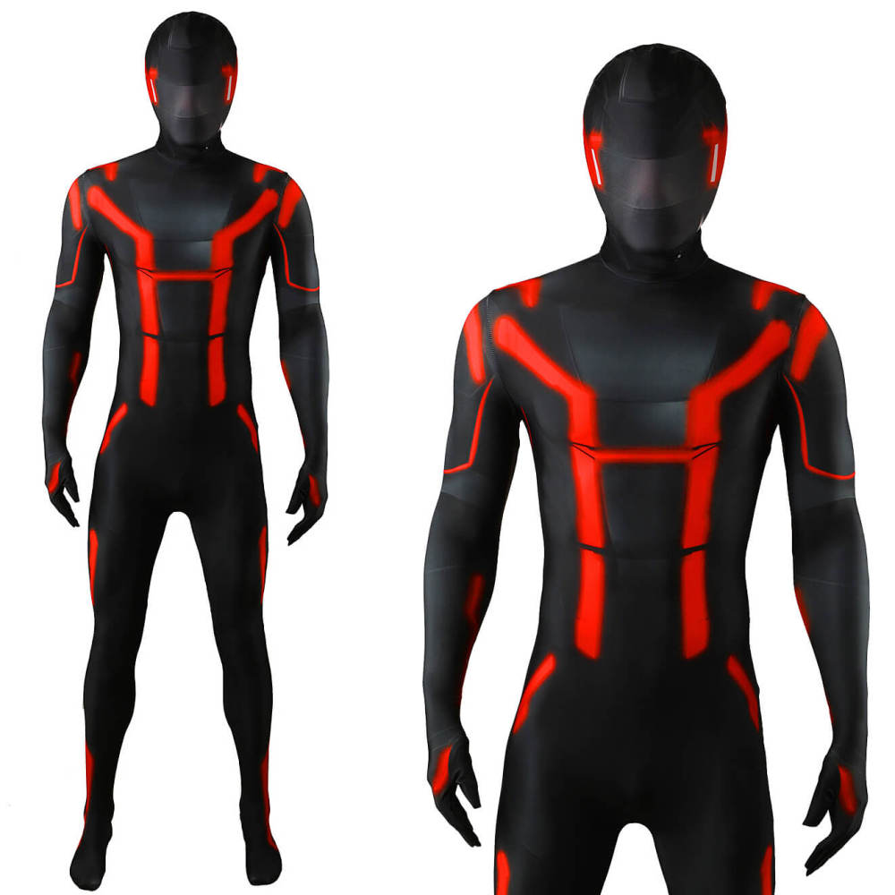 Tron: Ares Cosplay Costume Printed Jumpsuit Mask