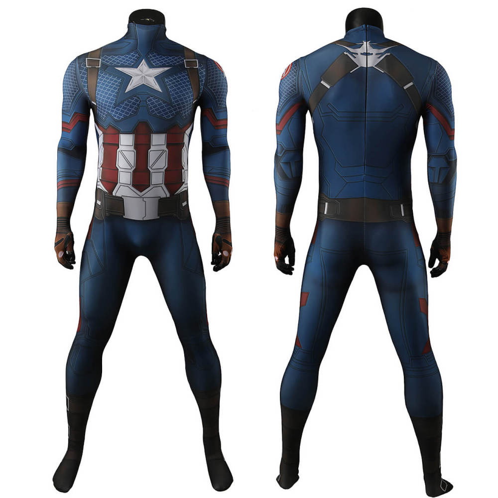 Avengers: Endgame Captain America Cosplay Costume Printed Jumpsuit
