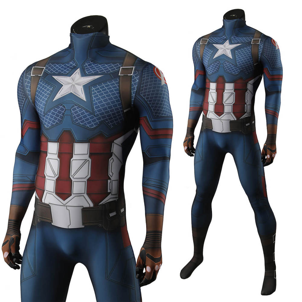 Avengers: Endgame Captain America Cosplay Costume Printed Jumpsuit