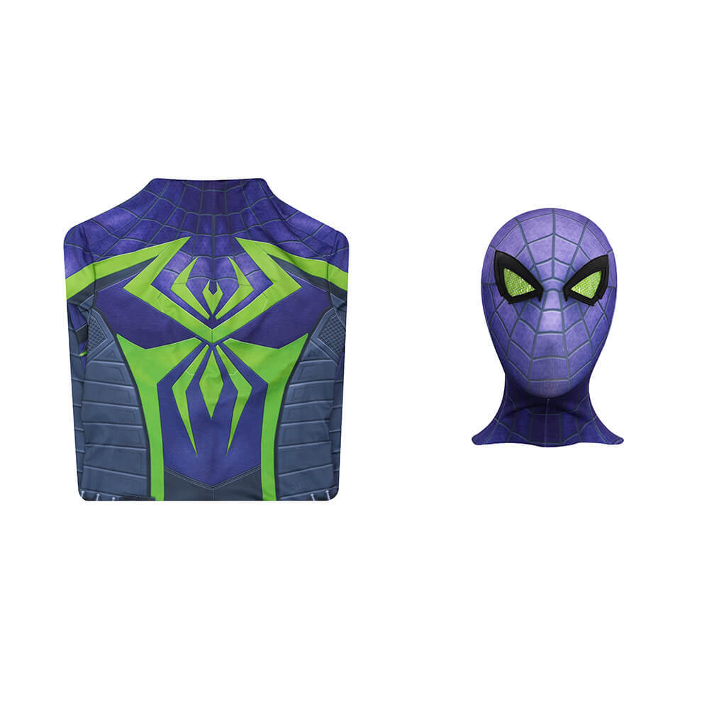 Spider-Man 2 Miles Morales Purple Reign Suit Cosplay Costume Printed Style