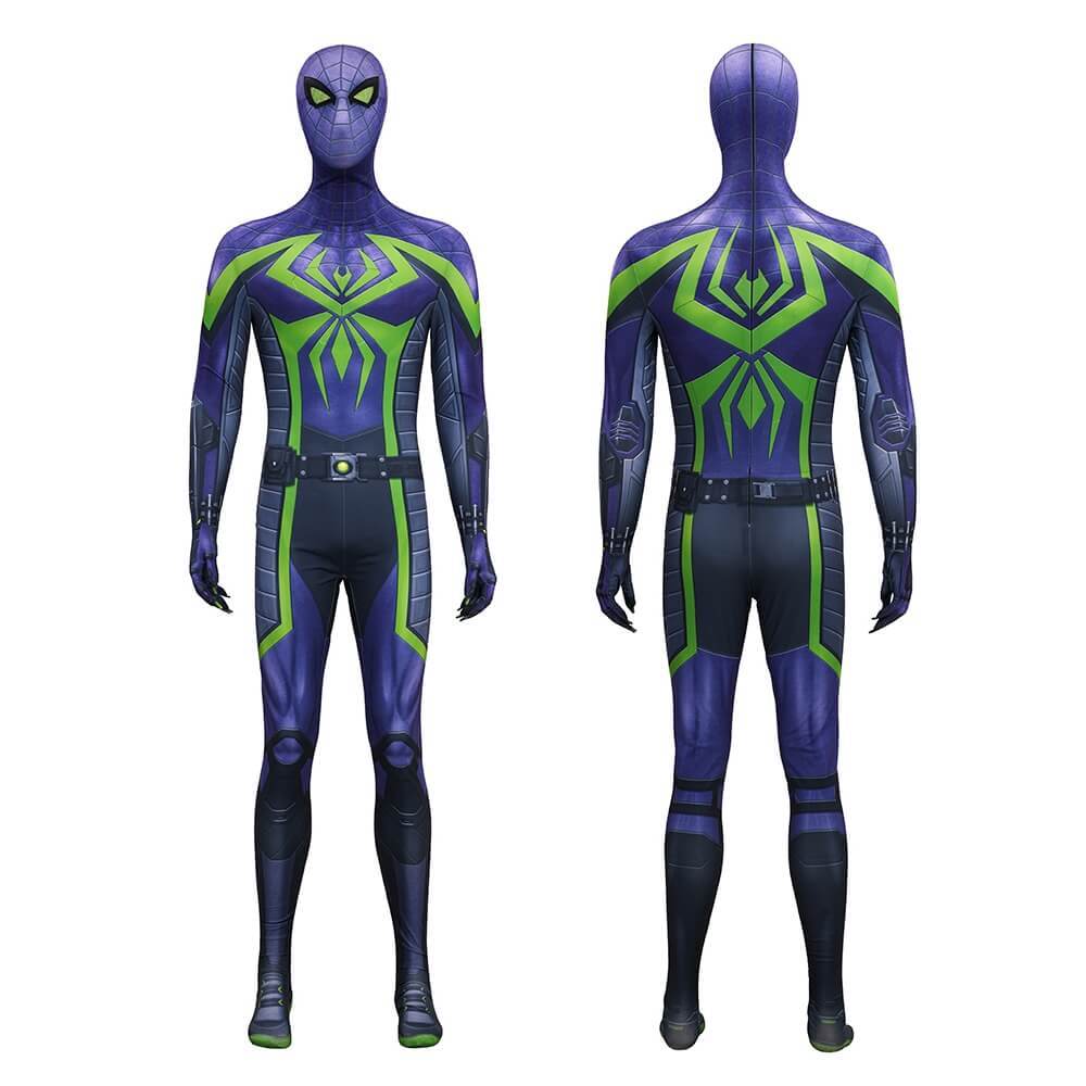 Spider-Man 2 Miles Morales Purple Reign Suit Cosplay Costume Printed Style